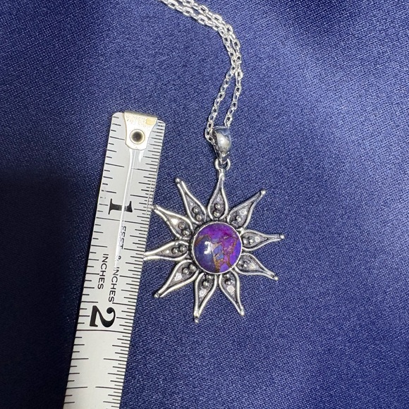 Pendant Mohave Purple Sunburst 925 Sterling Silver Necklace - Picture 5 of 7